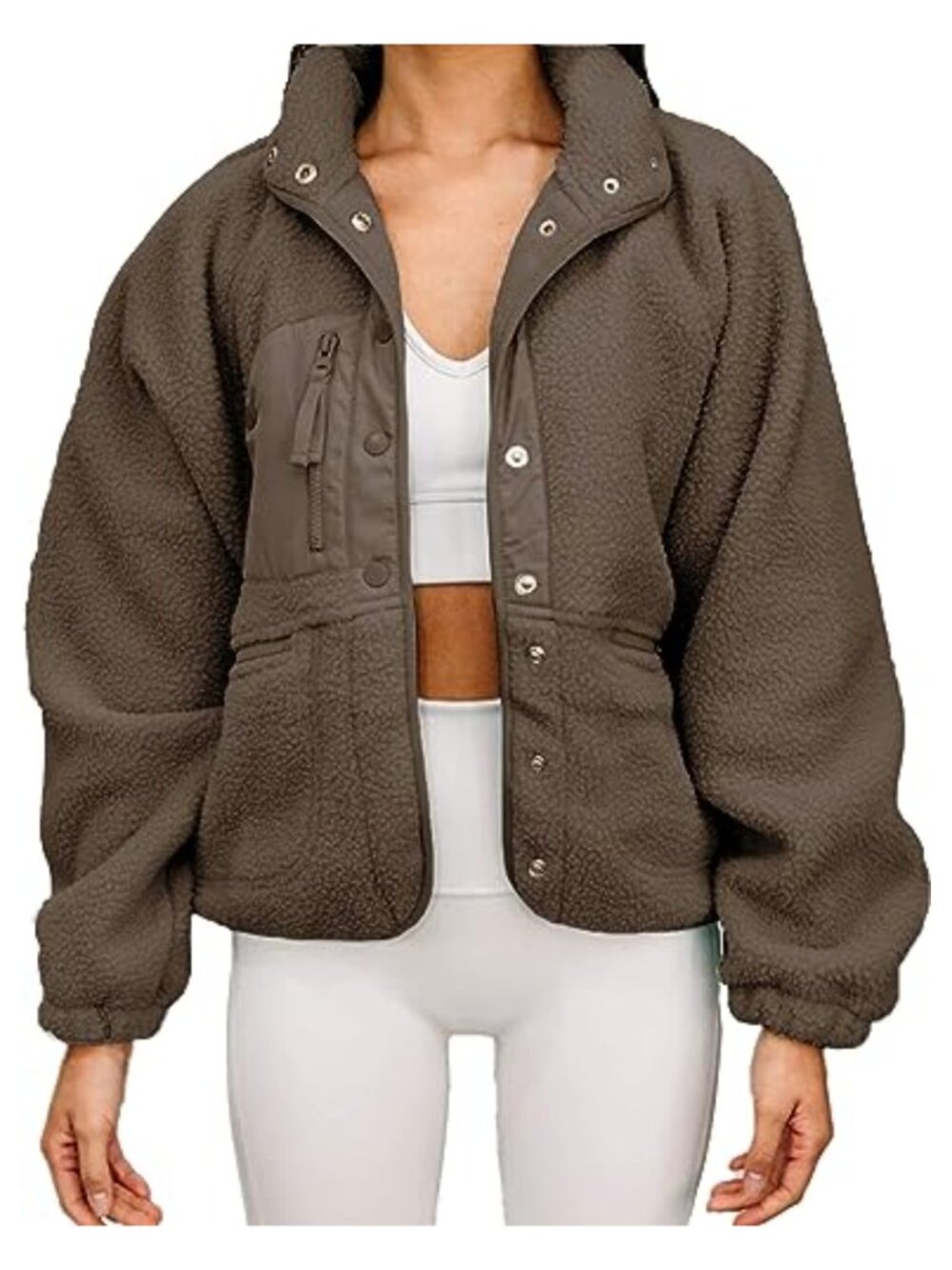 Women's Faux Fur Fleece Teddy Coat Oversized Boyfriend Zip Pockets